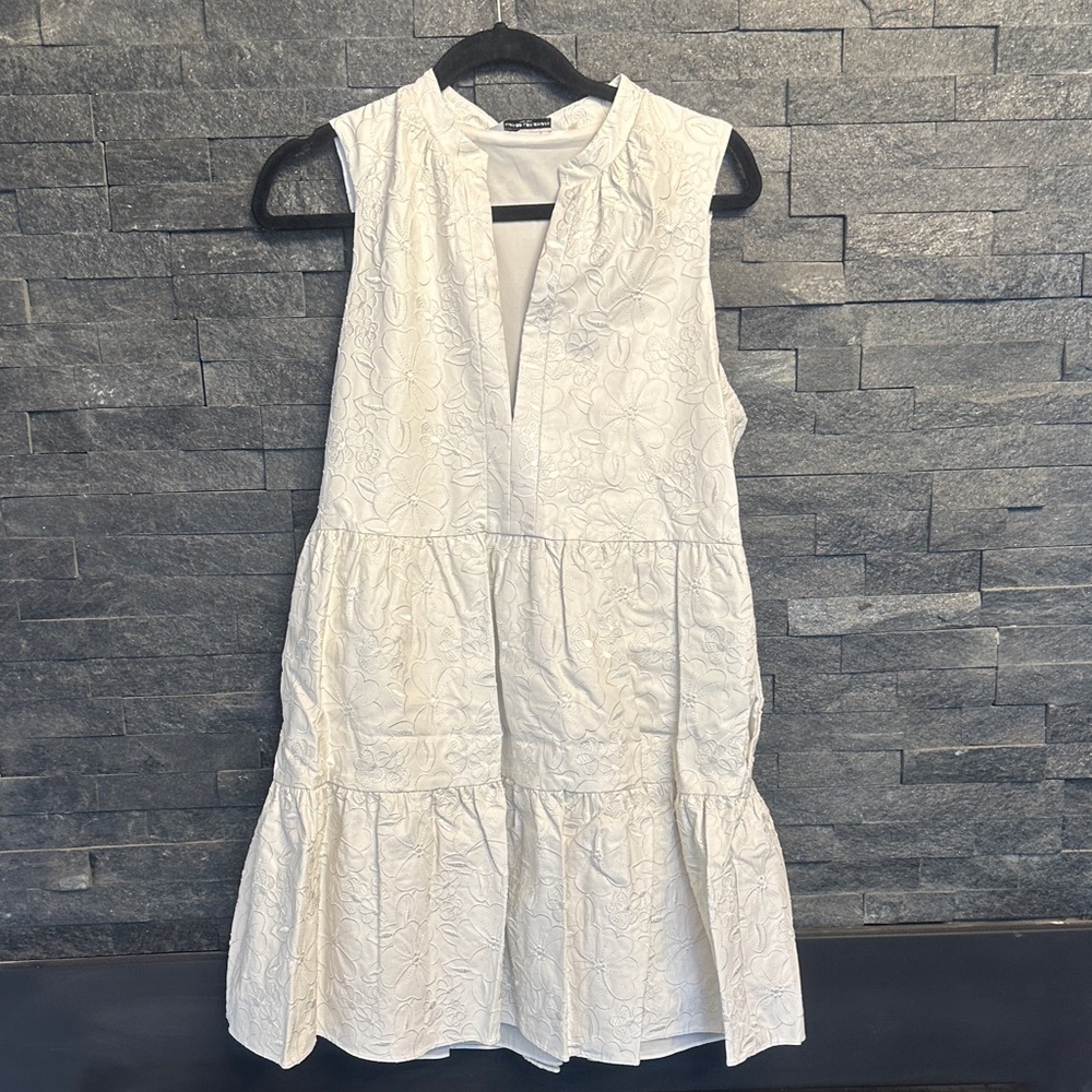 Amanda Uprichard Floral Textured White Mini Dress